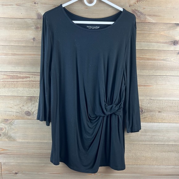 Soft Surroundings Tops - Soft Surroundings Womens Shirt Clara Tunic Long Sleeve Twist Knot Black Large‎